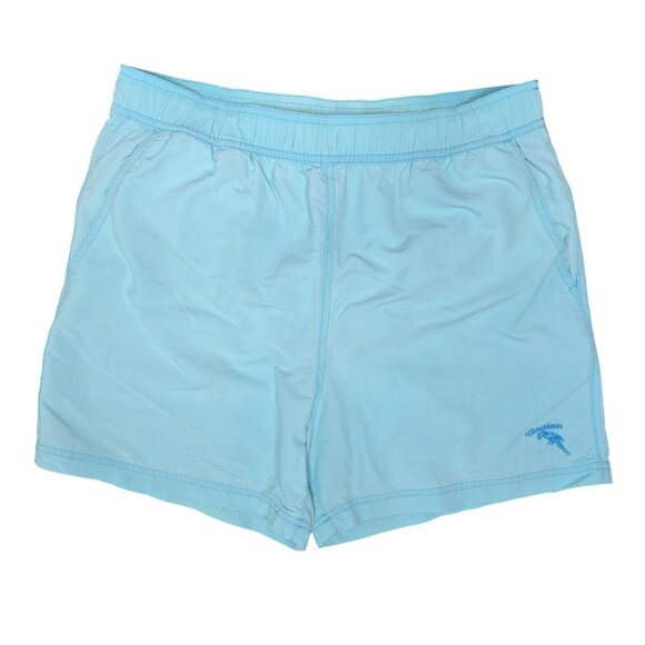 Vintage Caribbean Mens Swim Trunks Light Blue Size L Elastic Waistband - Picture 1 of 6